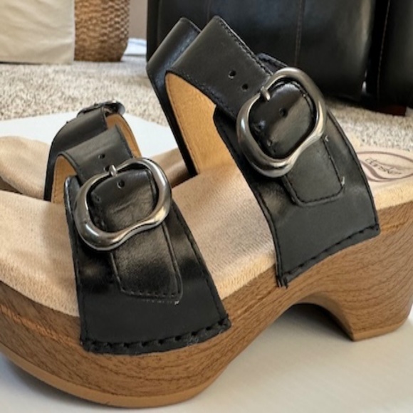 Dansko Sophie Black Leather Sandal Sz 37 - Picture 7 of 10